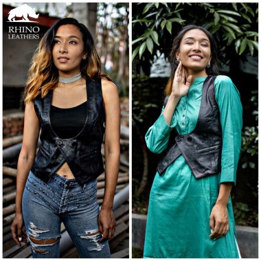 Ladies Leather Waist Coat (RFHJ 006)