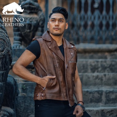 Men's Half Biker Leather Jacket (RMJ 244)
