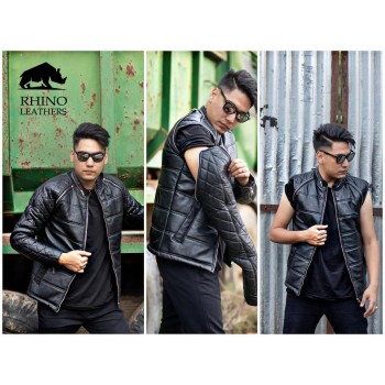 Men's Detachable sleeves Leather Jacket (RMJ 078)