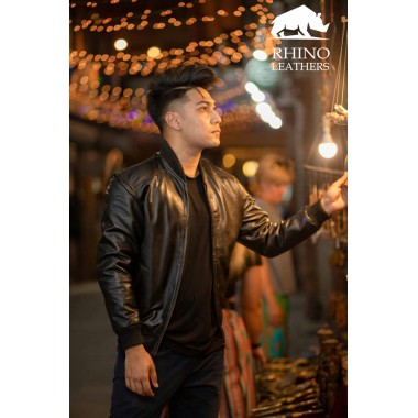 Men's Classic Bomber Leather Jacket - RMJ 102