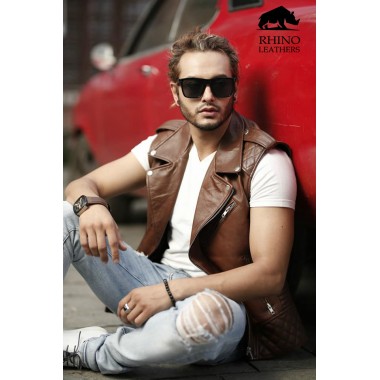 Men's Half Leather Biker Jacket (RMJ 248)