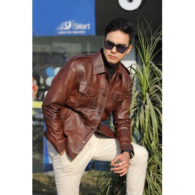 Men's Leather Jeans Jacket - RMJ 072
