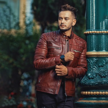 Men's Two Tone Genuine Leather Jacket - RMJ 048