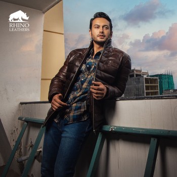 Men's leather Puffer Jacket - RMJ 013