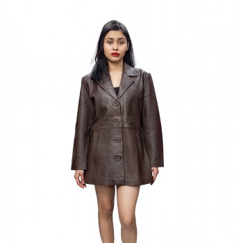 Rhino Leather Women's  Genuine Long Leather Jacket