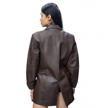 Rhino Leather Women's  Genuine Long Leather Jacket