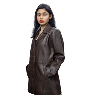 Rhino Leather Women's  Genuine Long Leather Jacket