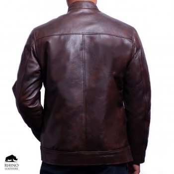 Mens Classic high Neck Design Leather Jacket ( RMJ 128 )