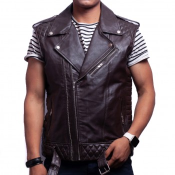 Men's Half Leather Biker Jacket (RMJ 248)