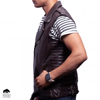 Men's Half Leather Biker Jacket (RMJ 248)