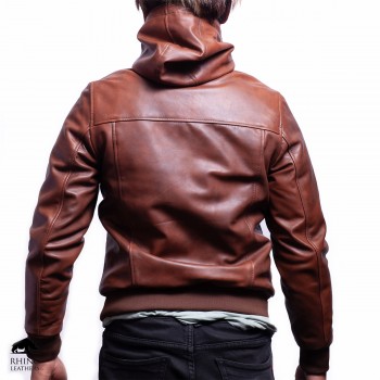 Men's Detachable Hooded Leather Jacket - RMJ 053