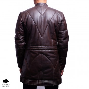 Men's Quilted Leather Long Coat (RMJ 168