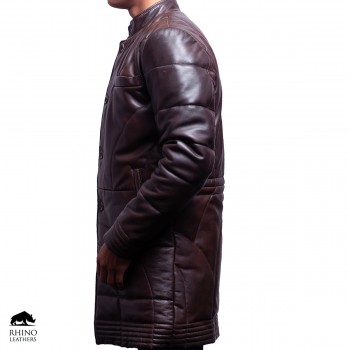 Men's Quilted Leather Long Coat (RMJ 168