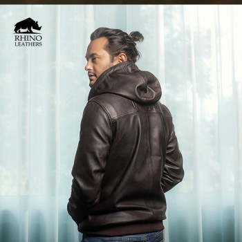 Men's Leather Hoodie - RMJ 006