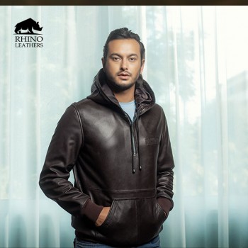 Men's Leather Hoodie - RMJ 006