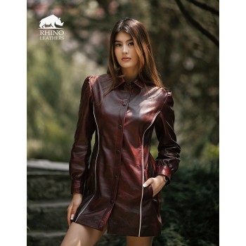 Rhino Leathers Women's Leather Shirt Dress - RLLJ 105